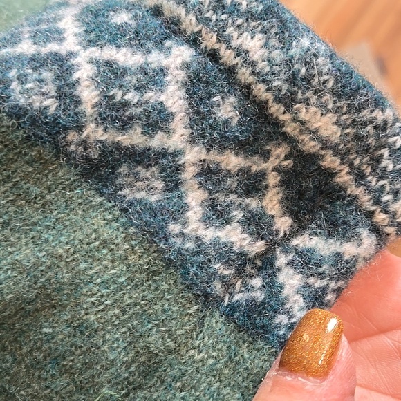 Vinatge Lambswool Blend Appleseeds Nordic Fair Isle Zip Front Cardigan Womens M - Picture 6 of 10